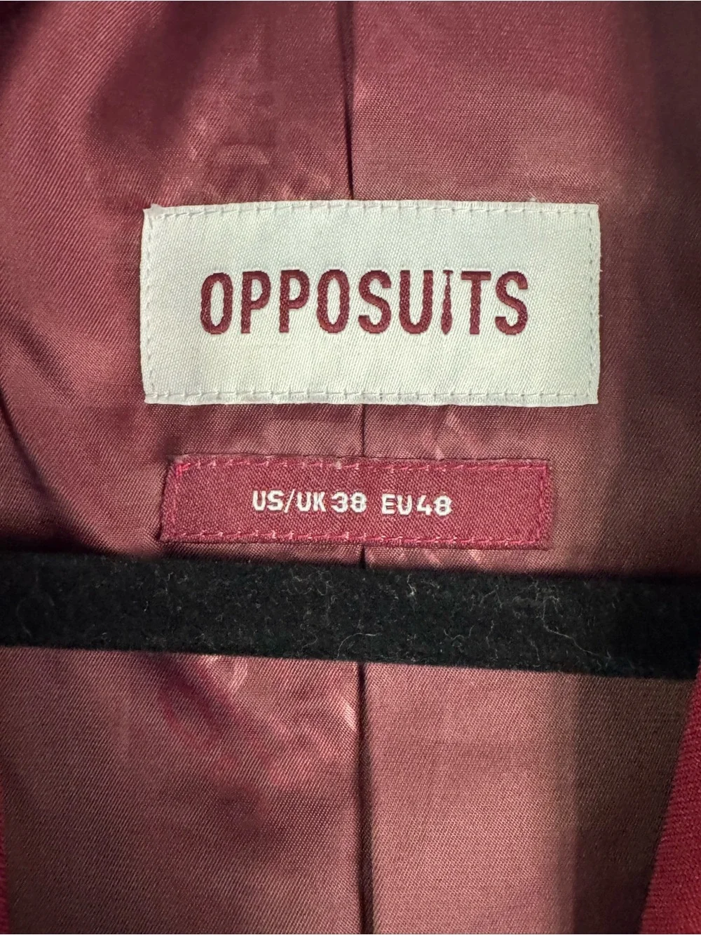OPPOSUITS Men’s Burgundy Blazer - Two-Button Suit Jacket and pants - size 38